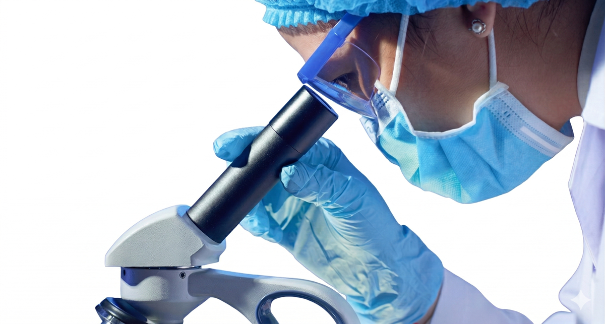 Microscopio en laboratorio